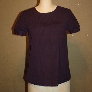 J.CREW PURPLE COTTON TUNIC SHIRT TOP RUFFLED PLEATED RELAXED FIT - 4 SMALL